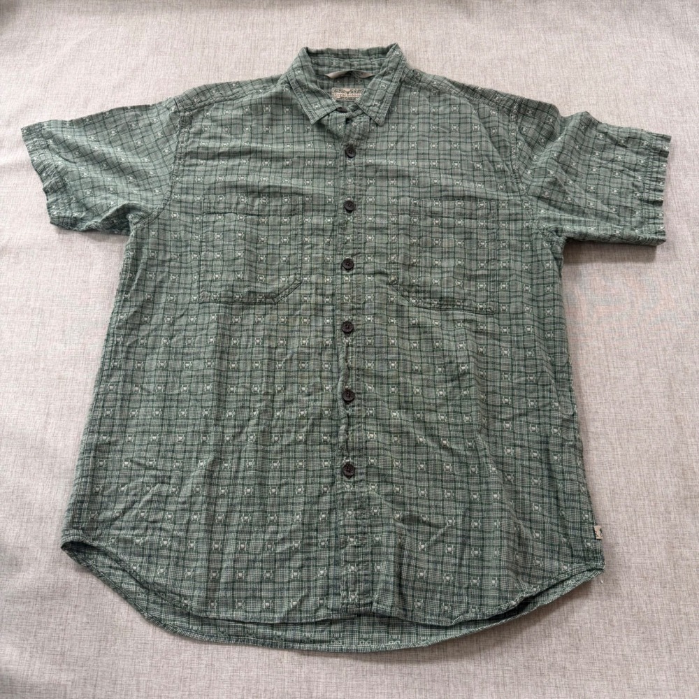 Vintage Royal Robbins Shirt Mens Large Green Woven Textured Granola 90s Earthy